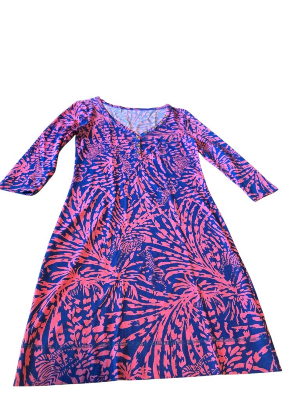 Lilly Pulitzer Pima Cotton Zebra Palm Tree Print Casual Beachy Resortwear Sz XS